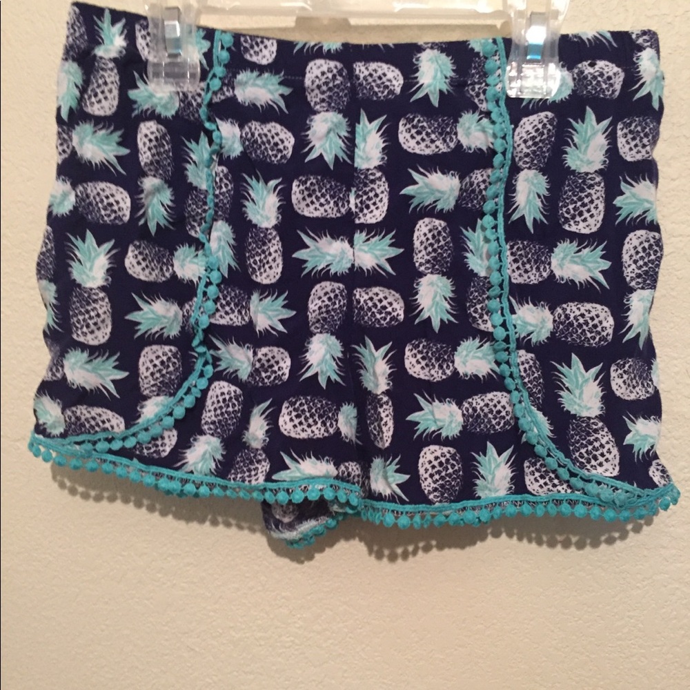 Navy blue and turquoise pineapple shorts